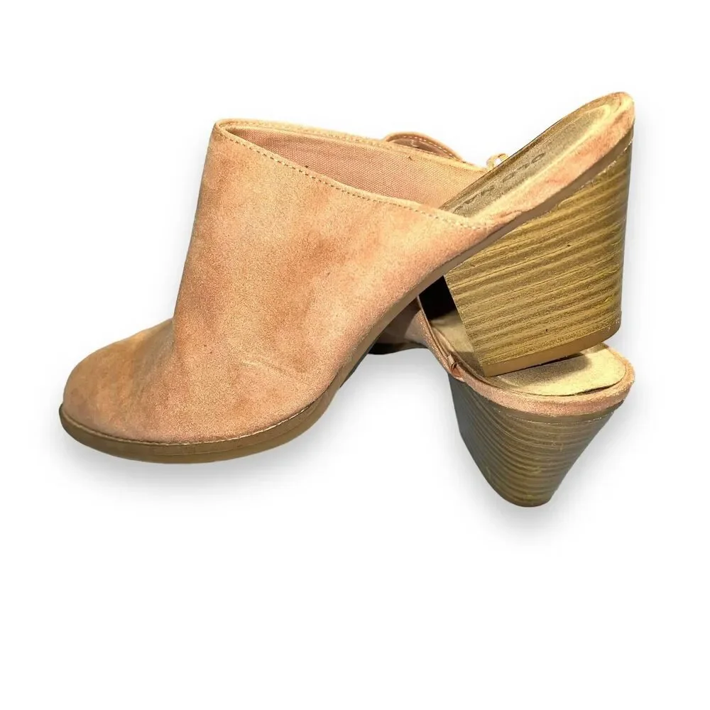 Old Navy Womens High Heeled Mule Bootie Slip On Faux Leather Suede Pink Size 7